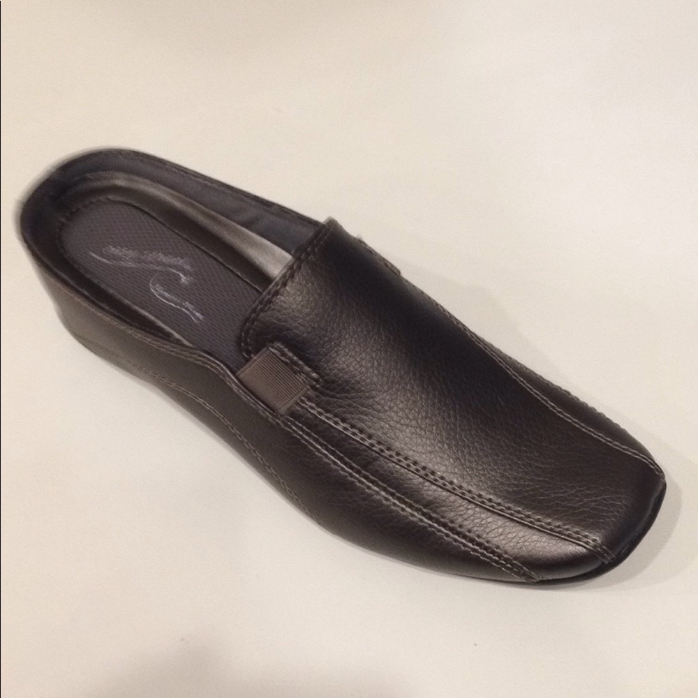 Easy Street Pewter Metallic Mule on a Wedge